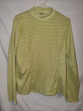Nlt Light Green Striped Mock Neck Women’s Top